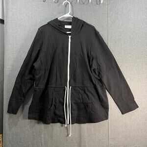 Belle by Kim Gravel Perfect Pique White Haute Zip Anorak Black Size X-Large